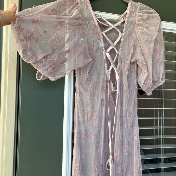 Free people viola sheet floral velvet burnout beaded maxi dress small - Picture 9 of 16